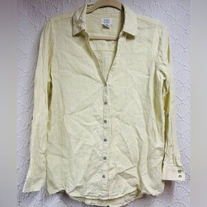 Sigrid Olsen Linen Shirt with Yellow Stripes